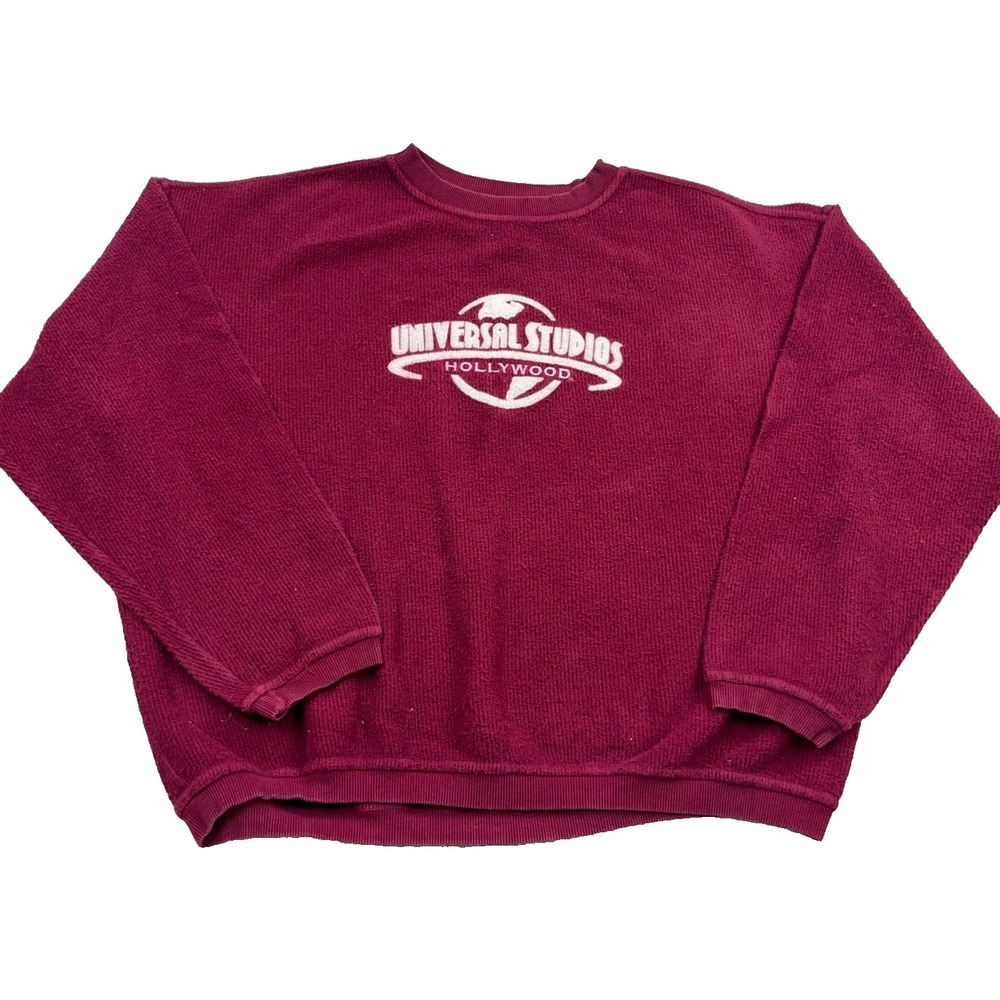 Vintage Universal Studios Sweatshirt Men Large Maroon Crewneck Sweater Hollywood